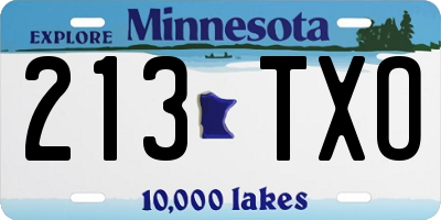 MN license plate 213TXO