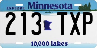 MN license plate 213TXP