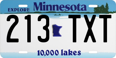 MN license plate 213TXT