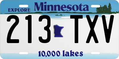 MN license plate 213TXV