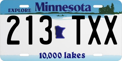MN license plate 213TXX