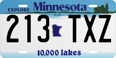 MN license plate 213TXZ