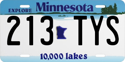 MN license plate 213TYS