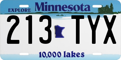MN license plate 213TYX