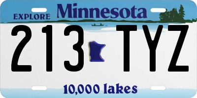 MN license plate 213TYZ
