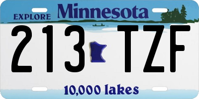 MN license plate 213TZF