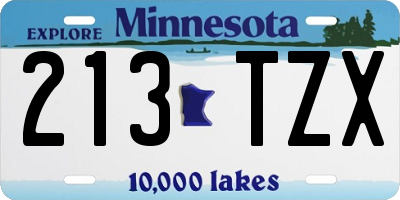 MN license plate 213TZX