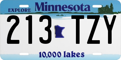 MN license plate 213TZY