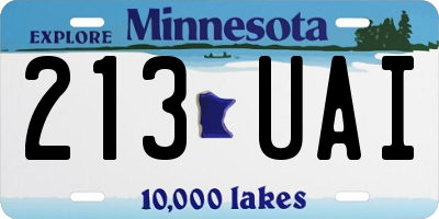 MN license plate 213UAI