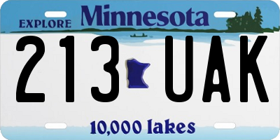 MN license plate 213UAK
