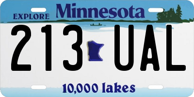 MN license plate 213UAL