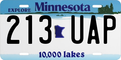 MN license plate 213UAP