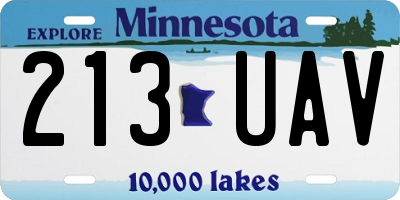 MN license plate 213UAV