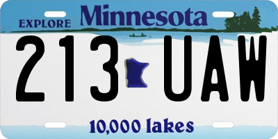 MN license plate 213UAW