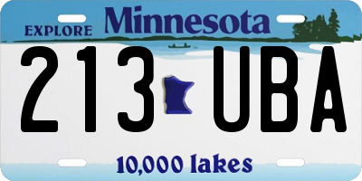 MN license plate 213UBA
