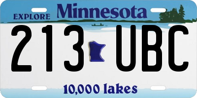 MN license plate 213UBC