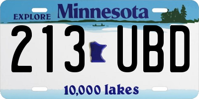 MN license plate 213UBD