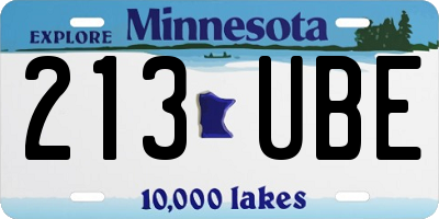 MN license plate 213UBE