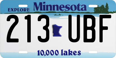 MN license plate 213UBF
