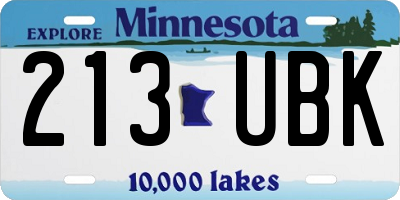 MN license plate 213UBK