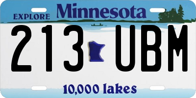 MN license plate 213UBM