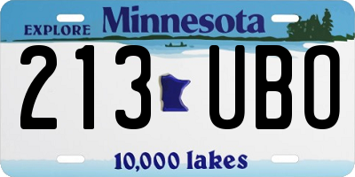 MN license plate 213UBO