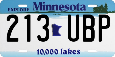 MN license plate 213UBP