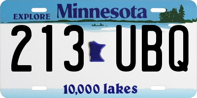 MN license plate 213UBQ