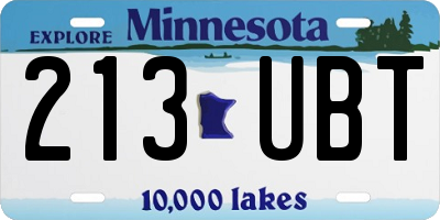 MN license plate 213UBT