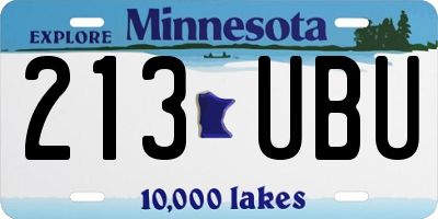 MN license plate 213UBU