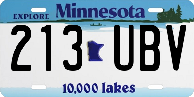 MN license plate 213UBV
