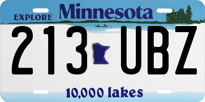 MN license plate 213UBZ