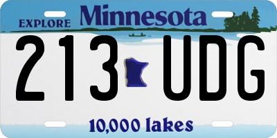 MN license plate 213UDG