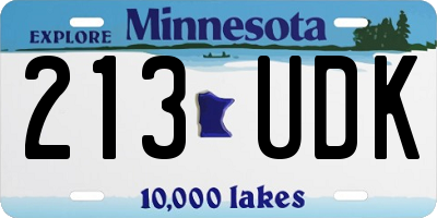MN license plate 213UDK