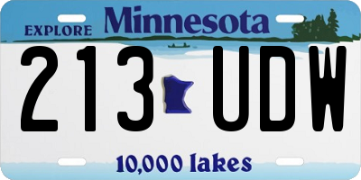 MN license plate 213UDW