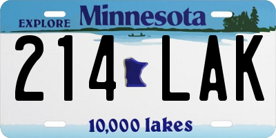 MN license plate 214LAK