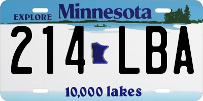 MN license plate 214LBA