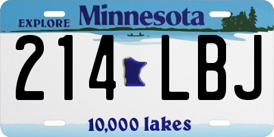 MN license plate 214LBJ