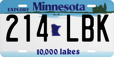 MN license plate 214LBK