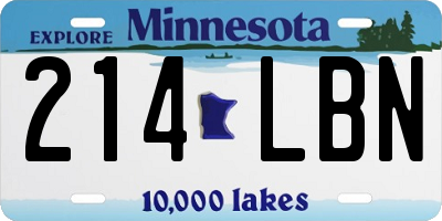 MN license plate 214LBN