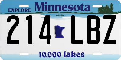 MN license plate 214LBZ