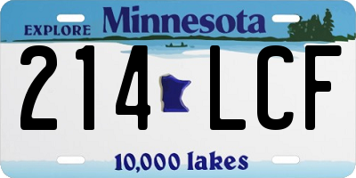 MN license plate 214LCF