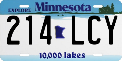 MN license plate 214LCY