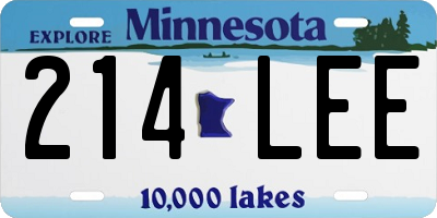 MN license plate 214LEE