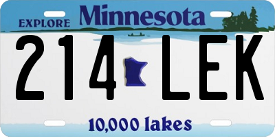 MN license plate 214LEK
