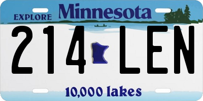 MN license plate 214LEN