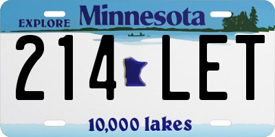 MN license plate 214LET