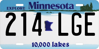 MN license plate 214LGE