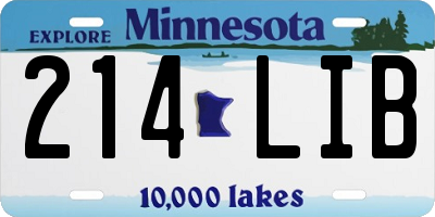 MN license plate 214LIB