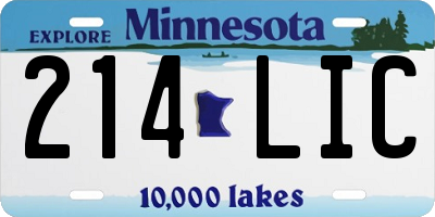 MN license plate 214LIC